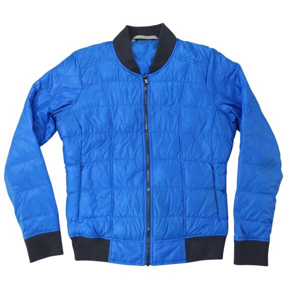 Athleta Jackets & Blazers - Athleta Quilted Bomber Jacket Women’s Blue Zip Rib Trim Lightweight